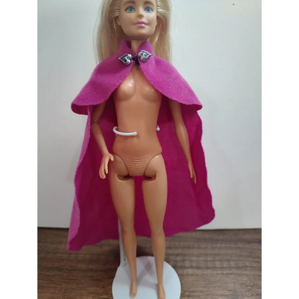 Disney Frozen Princess Anna Barbie Doll's Winter Fleece Poncho Cape Heart Clasp